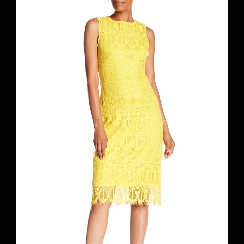 SHARAGANO “Sleeveless Lace Midi” Dress